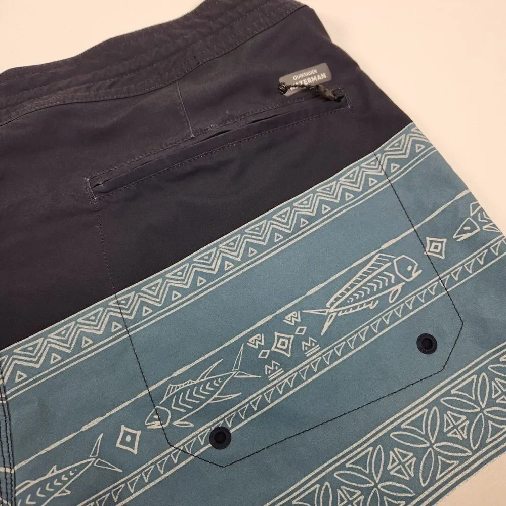 Quiksilver‎ Men's 38W Waterman Collection Board Shorts Blue Hawaiian